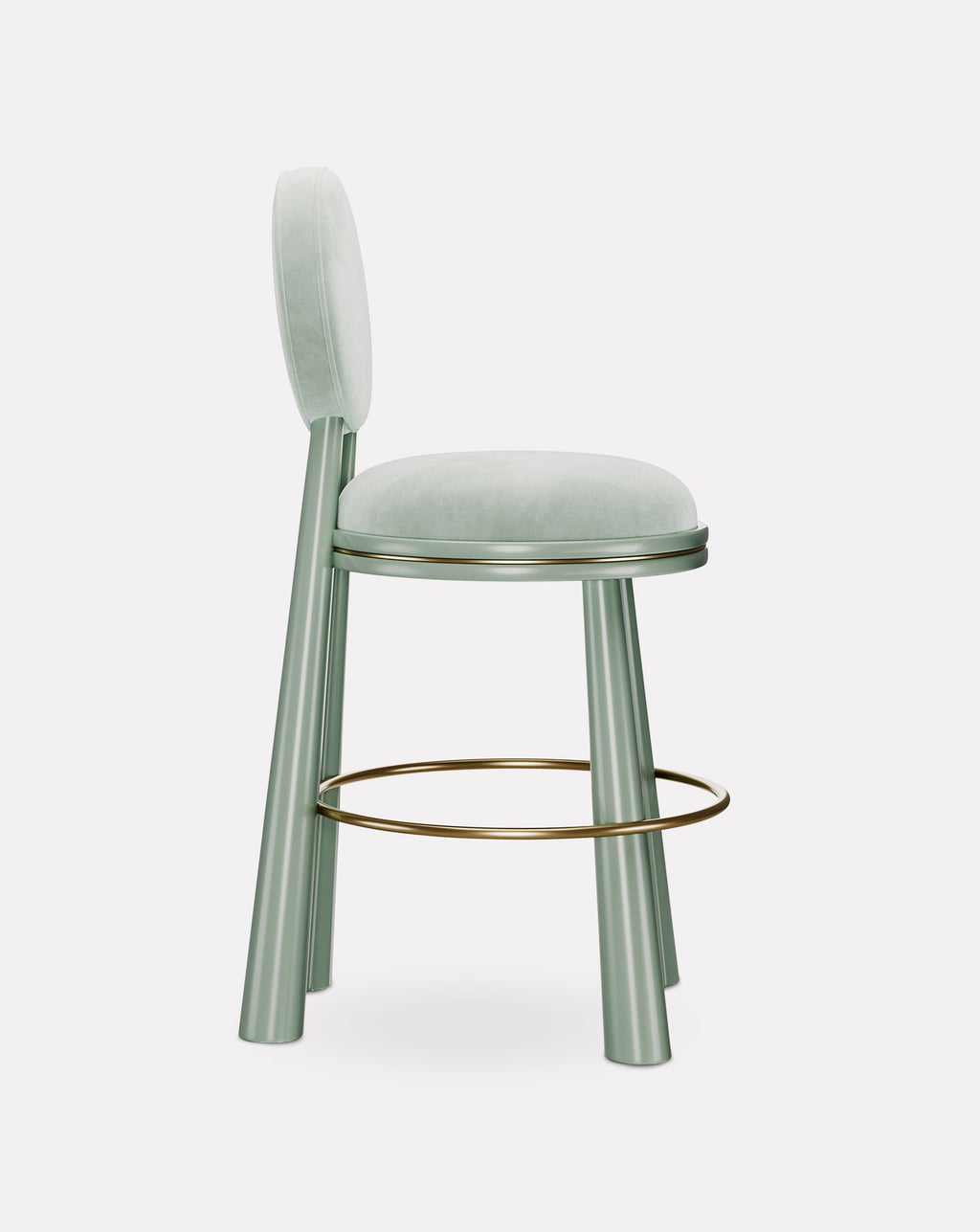Brass and Velvet Bar Stool