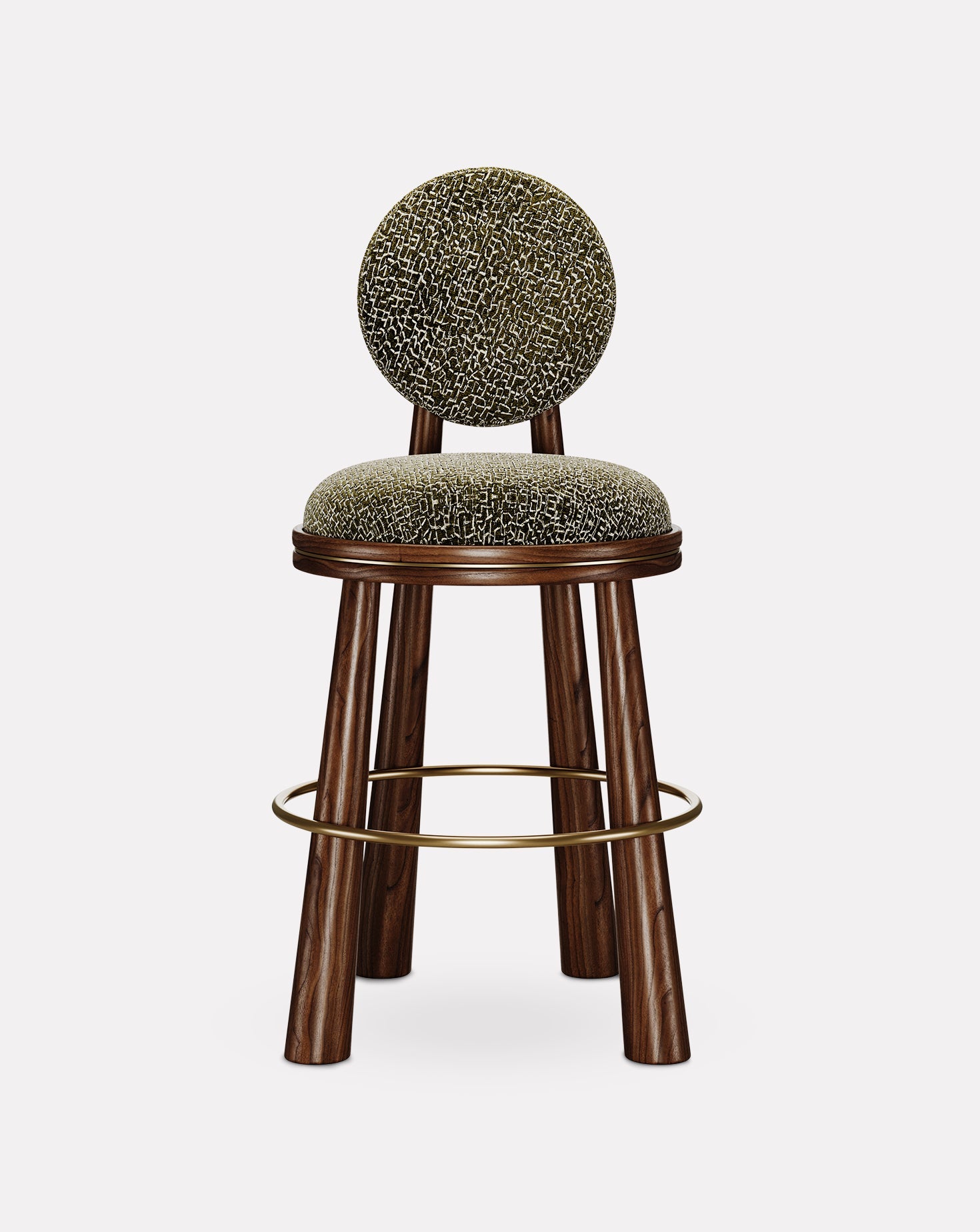 Brass and Velvet Bar Stool