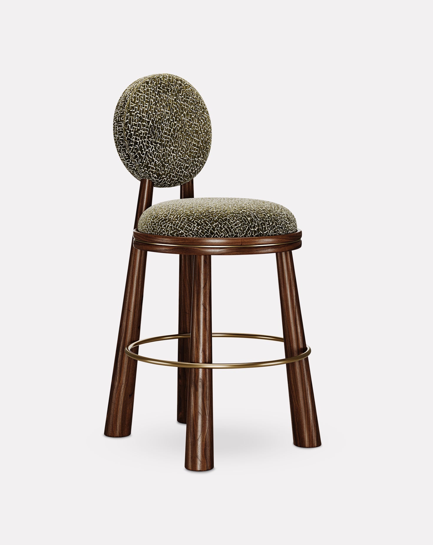 Brass and Velvet Bar Stool